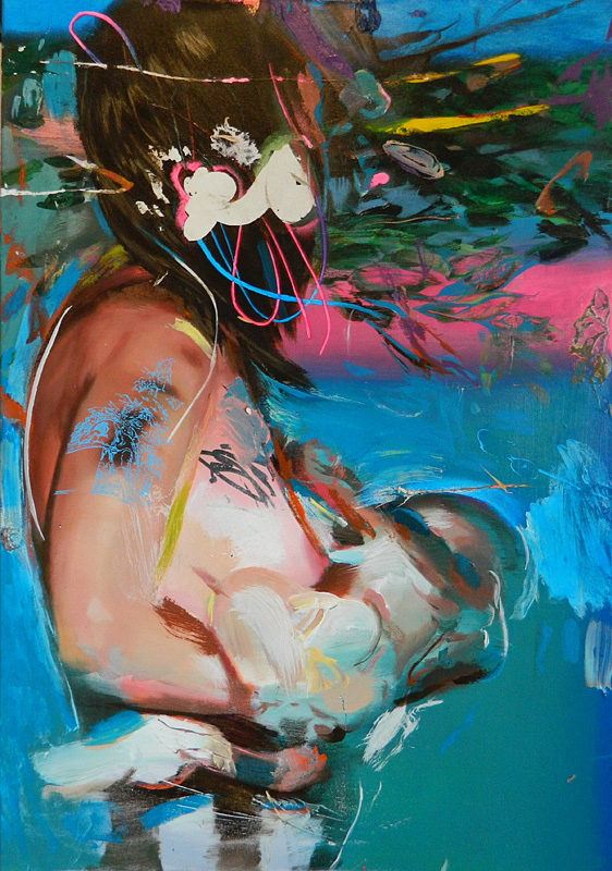 Cyber Parental Love, 2014 Acrylic on canvas, 100 x 70 cm