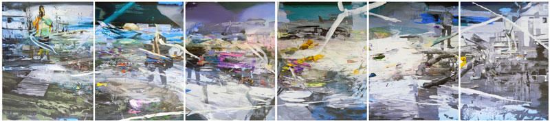 No place left to hide 2012 acrylic on canvas 200 x 900 cm ( polyptych)