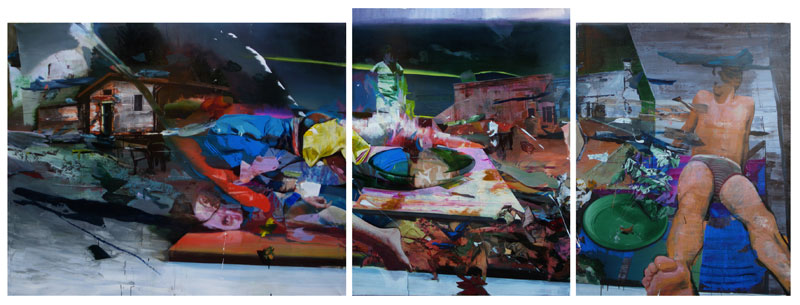 Amalo 2010, Acrylic on canvas, triptych 155x189cm - 161x124cm - 155x120cm